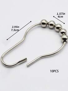 10pcs Stainless Steel Shower Curtain Hook - Silver - View 2
