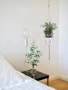 1pc Macrame Plant Hanger, Woven Hanging Planter Basket, Potted Plant Not Include, For Home - Khaki - View 4
