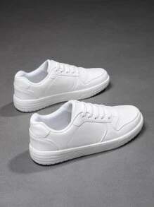 男士低幫繫帶運動戶外白色運動鞋 - 白色 - 查看 4