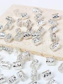 60 chiếc vòng cài tóc dreadlock màu vàng, phụ kiện tóc mùa hè, kẹp tóc phong cách Punk Street Hip Hop dành cho nữ, trang trí tóc tết, phụ kiện tóc khi đi biển, kẹp tóc thiên niên kỷ. - Bạc - Xem 3