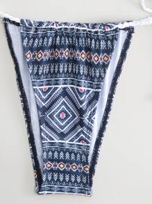 SHEIN Swim Geo Print Halter Triangle Tie Side Summer Beach Bikini Set - Multicolor - View 7