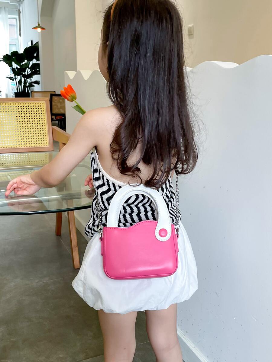 女孩方包雙色粉色