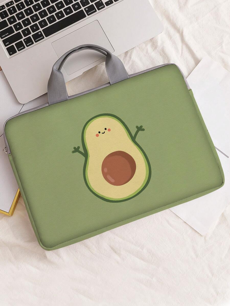 Cartoon Avocado Print Laptop Bag
