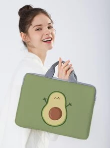 Cartoon Avocado Print Laptop Bag