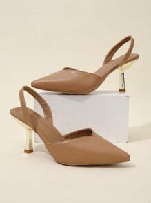 Giày cao gót Nữ - Màu Khaki - Xem 4