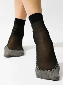 5/10 双装休闲百搭日常黑色防滑透气丝袜 - 黑色 - 查看 2