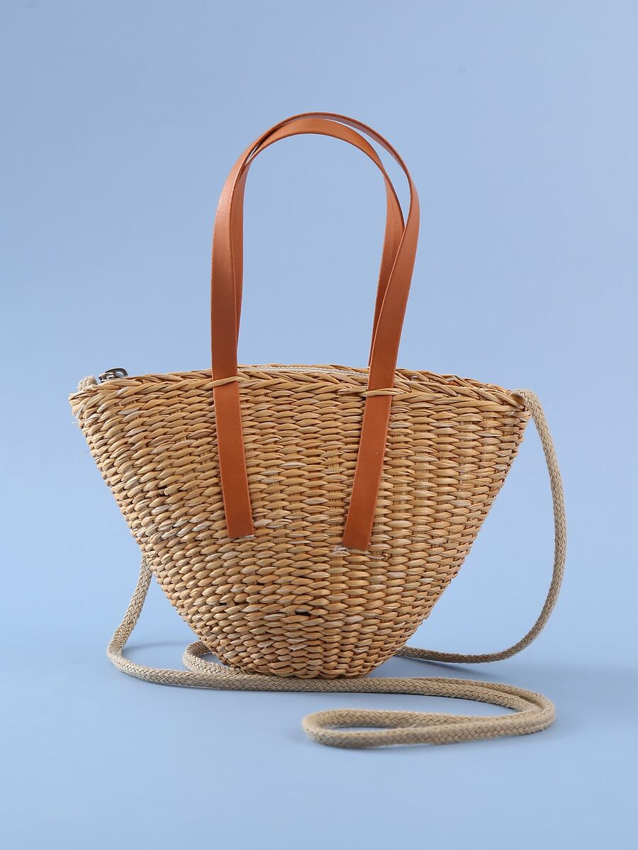 女孩草編包極簡