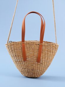 女孩草編包極簡