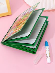 1 pieza Cuaderno para colorear con estampado de dibujos animados colorante creativo portátil para niños pintura - Multicolor - Ver 2