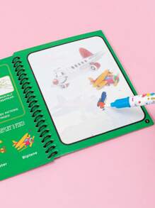 1 pieza Cuaderno para colorear con estampado de dibujos animados colorante creativo portátil para niños pintura - Multicolor - Ver 4