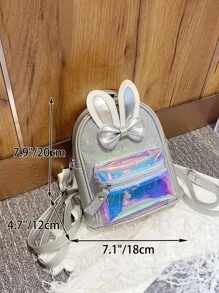 女孩經典背包鐳射細節蝴蝶結裝飾金屬質感