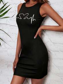 RueChic Heart Print Bodycon Dress - Black - View 4