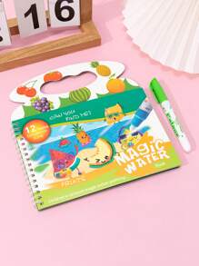 1 pieza Cuaderno para colorear fruta de dibujos animados patrón colorante creativo portátil para niños pintura - Multicolor - Ver 1
