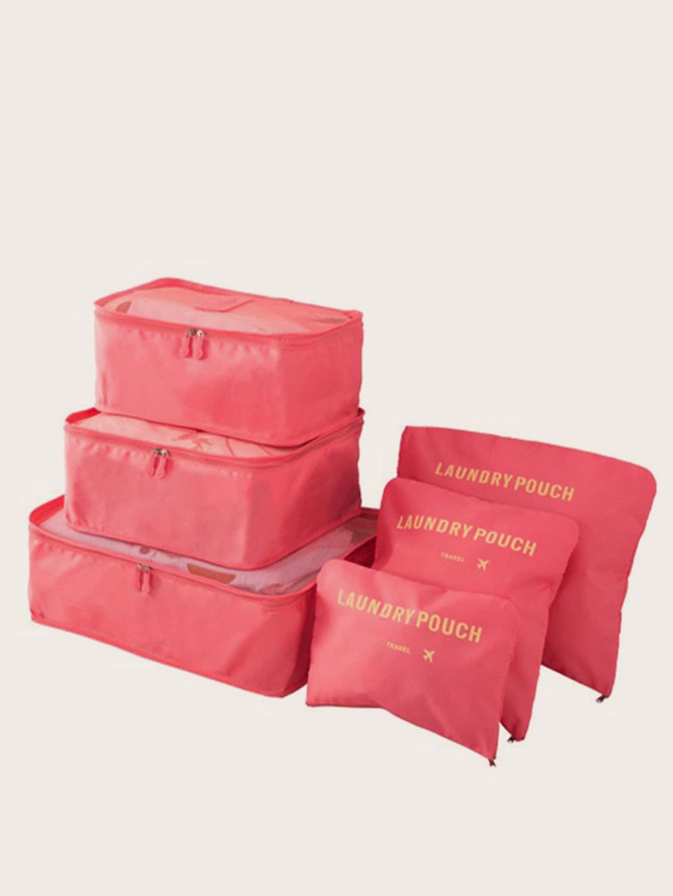6入組旅行收纳包字母圖案適用於旅行