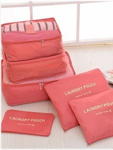 6入組旅行收纳包字母圖案適用於旅行