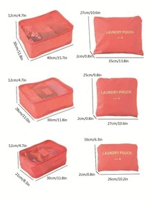 6入組旅行收纳包字母圖案適用於旅行