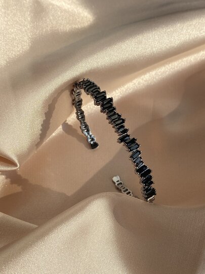 rakol 方晶鋯石裝飾開口手鐲適合女士適合派對宴會婚禮