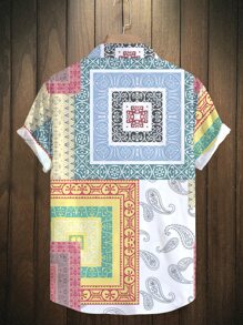 Manfinity Chillmode 男士佩斯利印花襯衫不帶T恤 - 彩色 - 查看 2