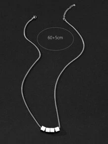 1 vòng cổ trang trí khối lập phương bằng thép không gỉ thời trang cho nam để trang trí hàng ngày - Bạc - Xem 3