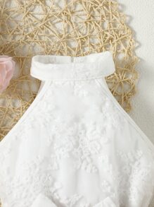 嬰幼兒女對比綁帶露背上衣與蝴蝶結前褶邊裙 - 彩色 - 查看 6