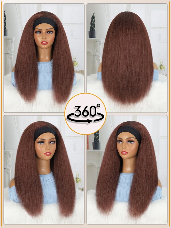 Long Yaki Straight Synthetic Wig With Headband SHEIN USA