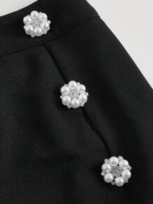 SHEIN MOD Pearls Detail Split Hem Skort