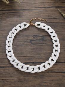 極簡鏈條樣式項鍊 - 白色 - 查看 12