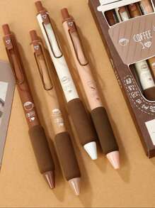 4支裝混色圓珠筆學生用簡單便攜書寫筆兒童 - 棕色 - 查看 5