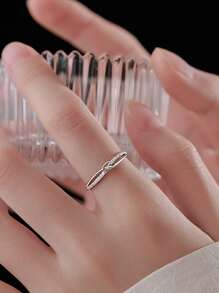 1pc Fashion Zinc Alloy Knot Decor Ring For Women For Daily Decoration