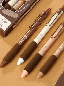 4支裝混色圓珠筆學生用簡單便攜書寫筆兒童 - 棕色 - 查看 7