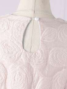 SHEIN Girls Butterfly Embroidery Peter Pan Collar Puff Sleeve Dress - Baby Pink - View 6