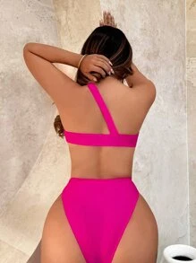 SHEIN SXY 雙色十字交叉鏤空單肩連身背心 - 彩色 - 查看 2