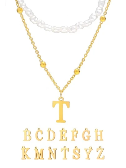 1 pieza Collar al azar moda de acero inoxidable colgante de letra para mujeres para decoración diaria