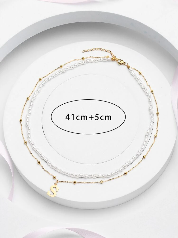 1pc Random Fashion Stainless Steel Letter Pendant Necklace For Women For Daily Decoration