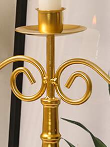 1 giá đỡ nến trơn, giá đỡ nến bằng sắt tối giản cho bàn ăn - Vàng - Xem 5