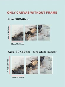 3入組大理石圖案無框現代抽象大理石紋樣式家庭裝飾牆壁藝術繪畫 - 彩色 - 查看 4