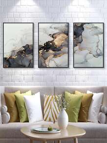 3入組大理石圖案無框現代抽象大理石紋樣式家庭裝飾牆壁藝術繪畫 - 彩色 - 查看 5