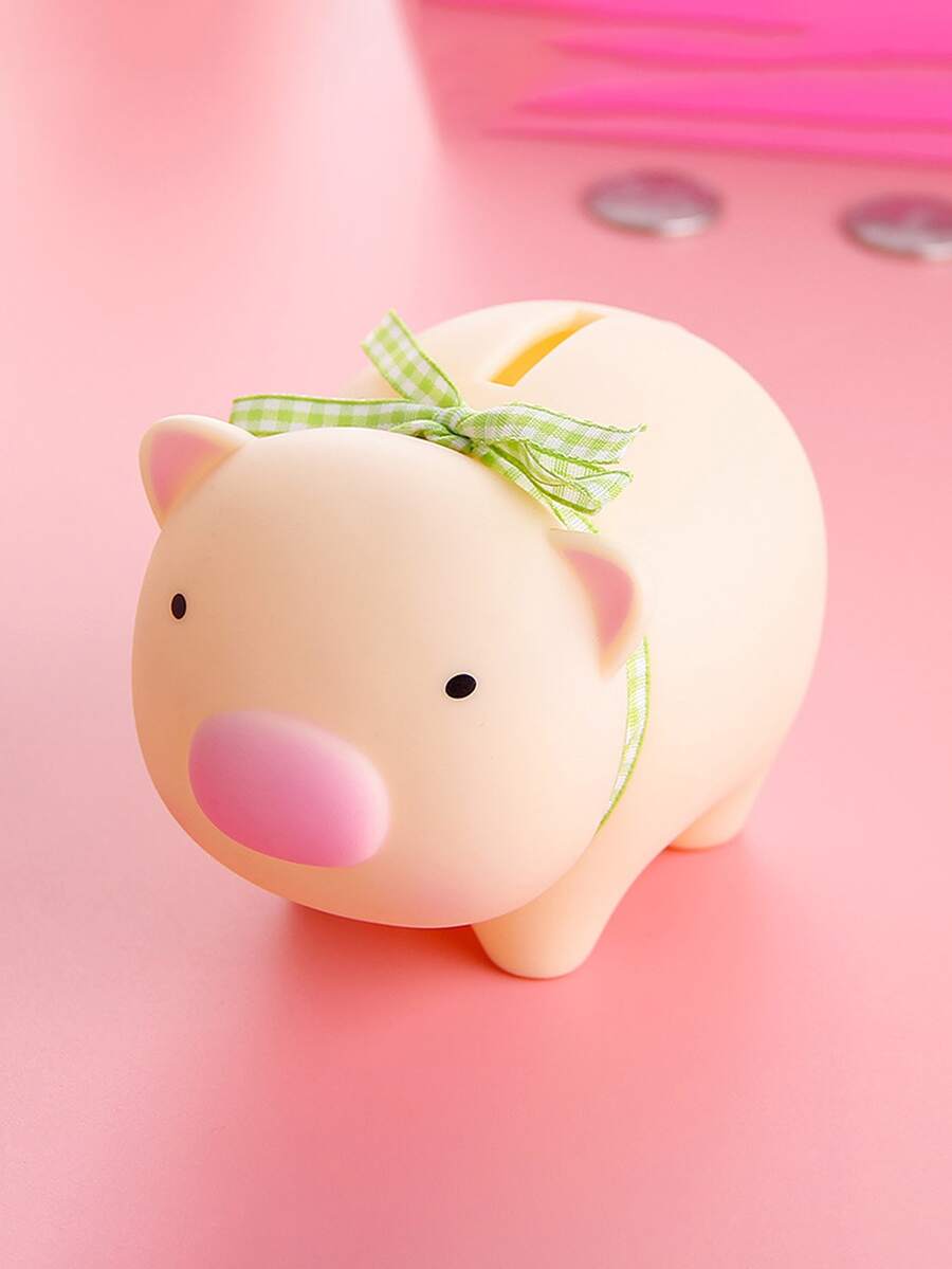 1pc Plastic Money Box, Cartoon Cute Pig Design Coin Saving Box For Home - Multicolor - View 1