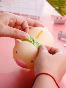 1pc Plastic Money Box, Cartoon Cute Pig Design Coin Saving Box For Home - Multicolor - View 2