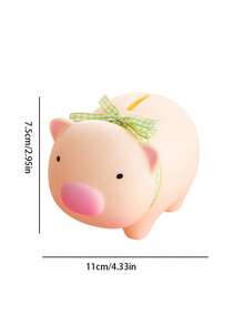 1pc Plastic Money Box, Cartoon Cute Pig Design Coin Saving Box For Home - Multicolor - View 3