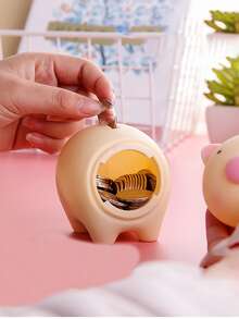 1pc Plastic Money Box, Cartoon Cute Pig Design Coin Saving Box For Home - Multicolor - View 5
