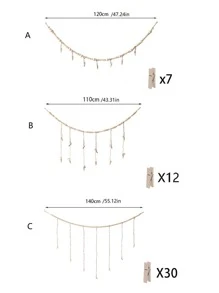 1pc Hanging Photo Frame With Clip, Boho Wood Bead Decor Hanging Frame Clip For Home Decoration - Khaki - View 6