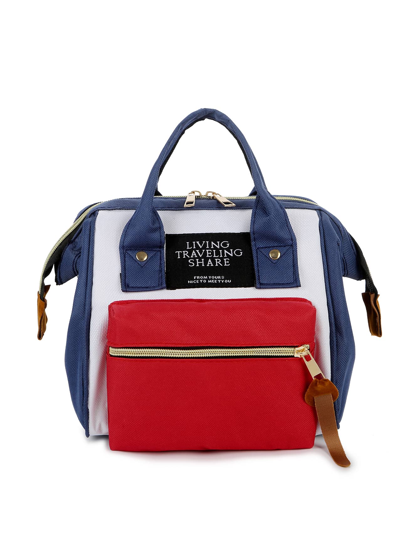 1pc Baby Letter Graphic Mixed Color Soft Polyester Diaper Bag - Multicolor - View 1