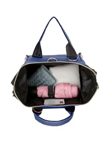 1pc Baby Letter Graphic Mixed Color Soft Polyester Diaper Bag - Multicolor - View 5