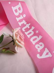 Happy Birthday Decorative Shoulder Strap, Party Gift, Birthday Sash - Pink - View 1