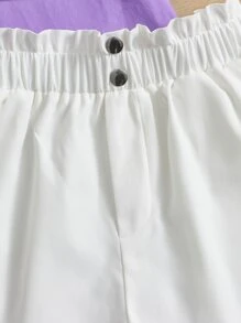 SHEIN 女孩素色吊帶背心和短褲和字母貼布襯衫 - 彩色 - 查看 4