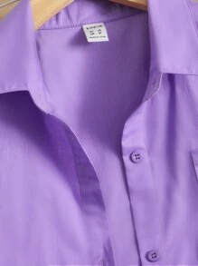 SHEIN 女孩素色吊帶背心和短褲和字母貼布襯衫 - 彩色 - 查看 3