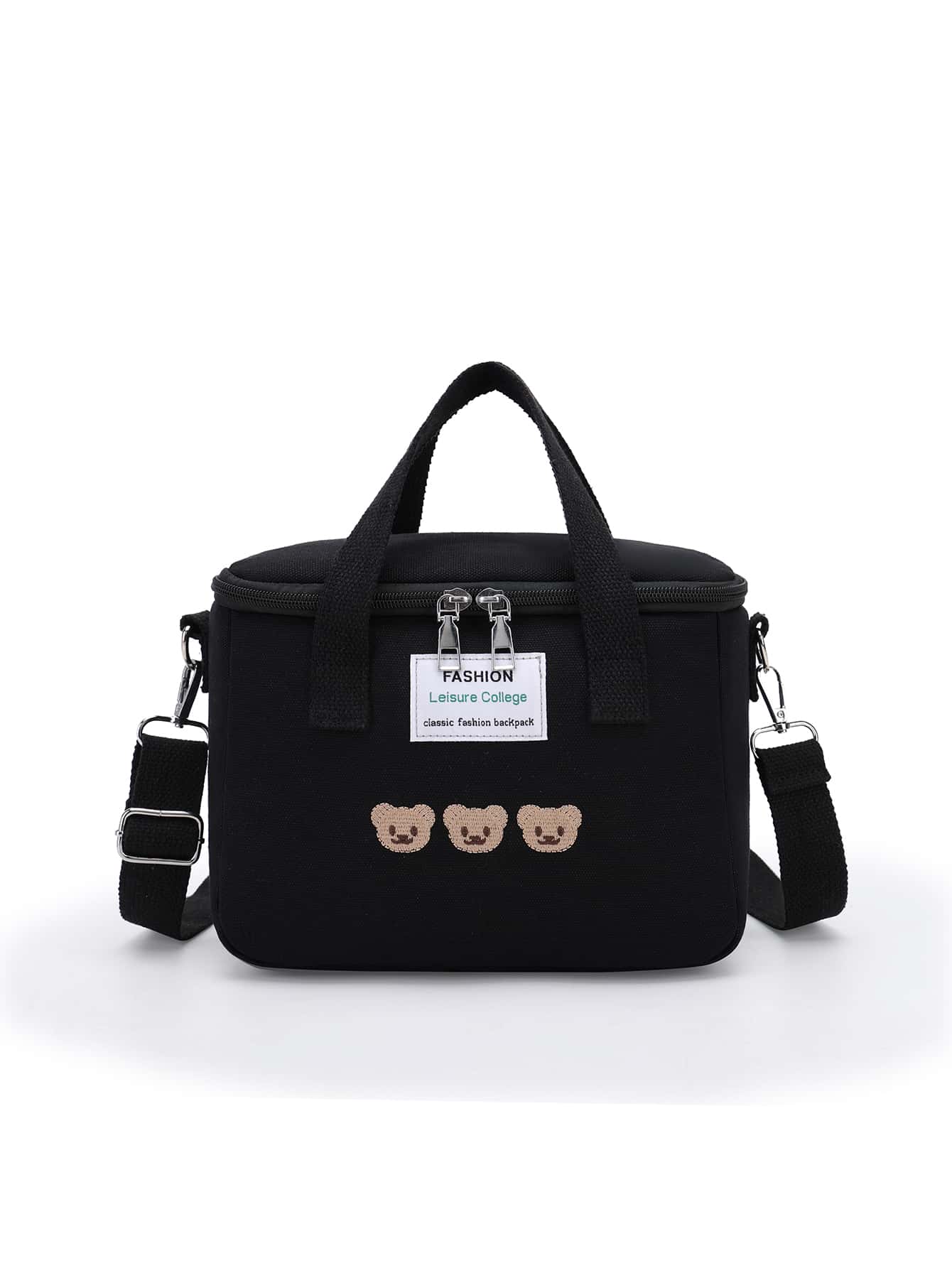 1 Gấu Bé Thêu Miếng Dán Chi Tiết Tách Ướt Và Khô Túi Đựng Tã Polyester - màu đen - Xem 1