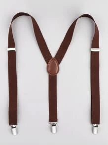 1pc Men Solid Preppy Suspenders For Daily Life - Coffee Brown - View 1
