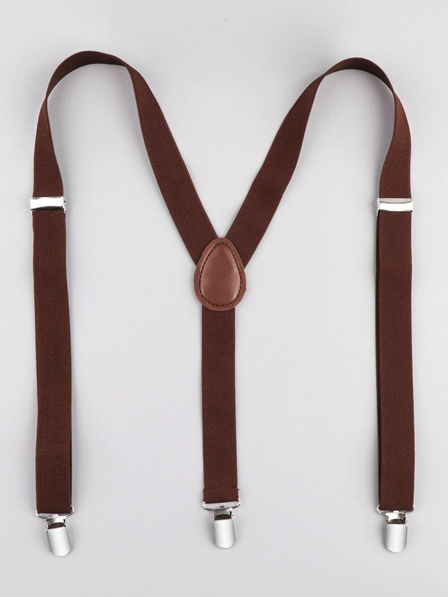 1pc Men Solid Preppy Suspenders For Daily Life - Coffee Brown - View 1